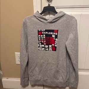 The North Face Gray Hoodie with Red Logo